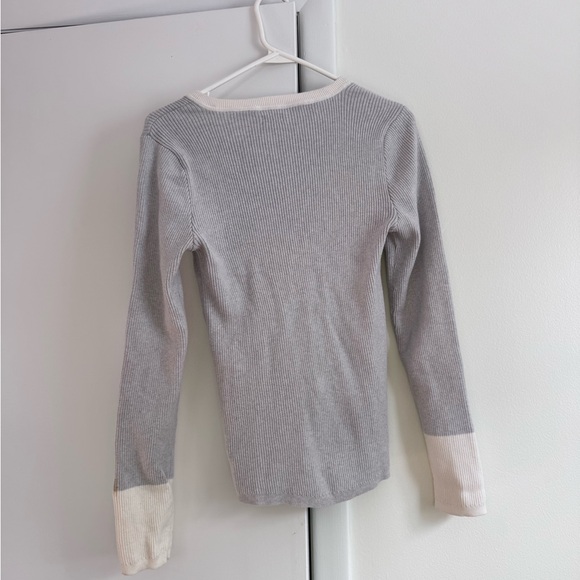 FAHERTY Mikki Henley Top Colorblock Ribbed Organic Cotton Cashmere Knit size M - Picture 3 of 7